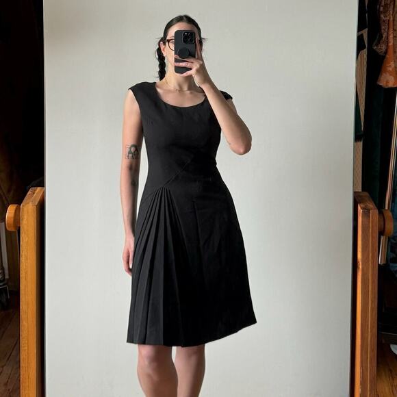 CALVIN KLEIN Black Sleeveless Dress w/ Pleated Skirt - Picture 1 of 8